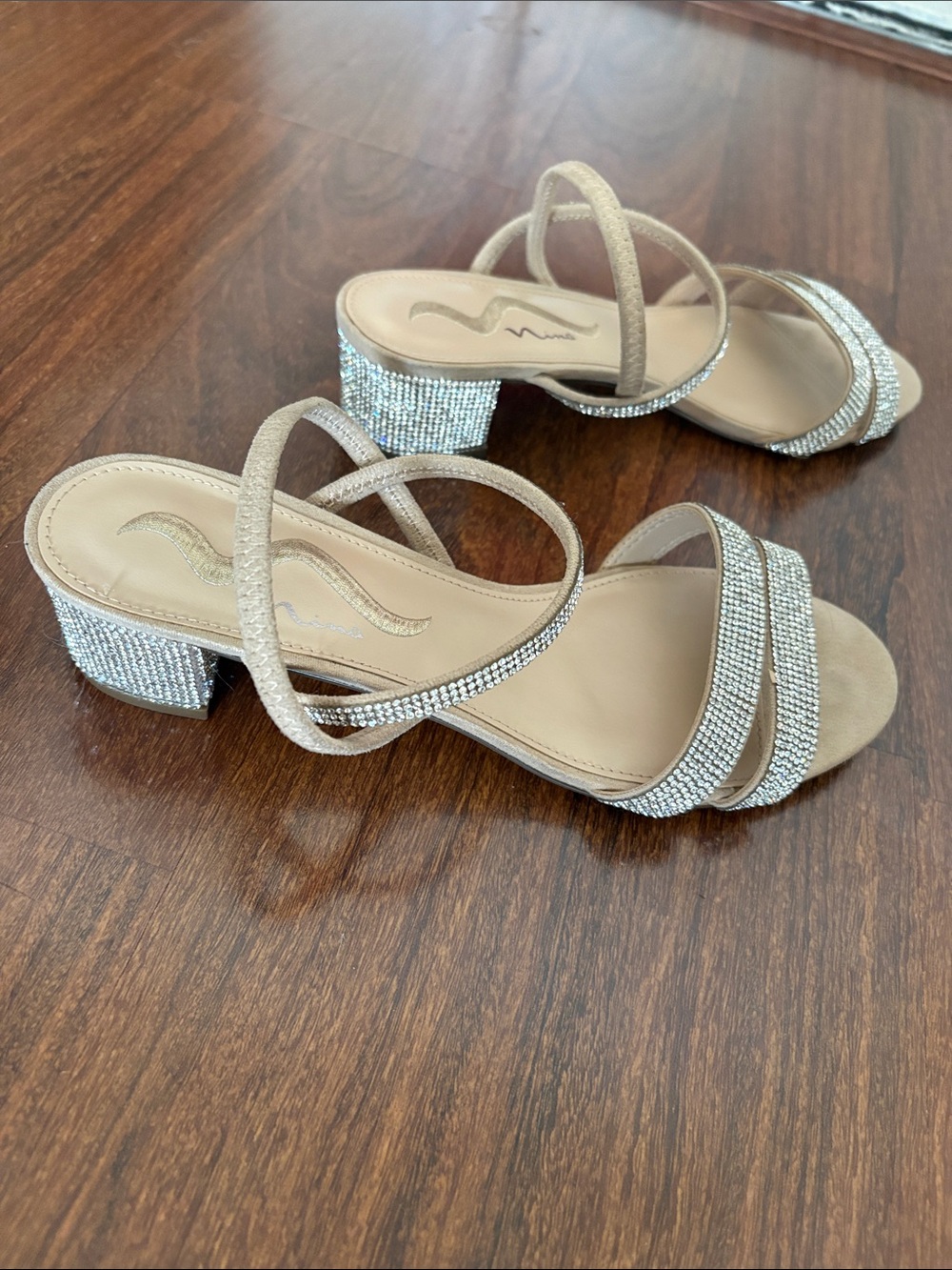 Nina Embellished Strappy Block Heel Sandal - Silver